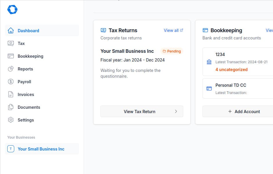 SoloStartups bookkeeping transactions screen
